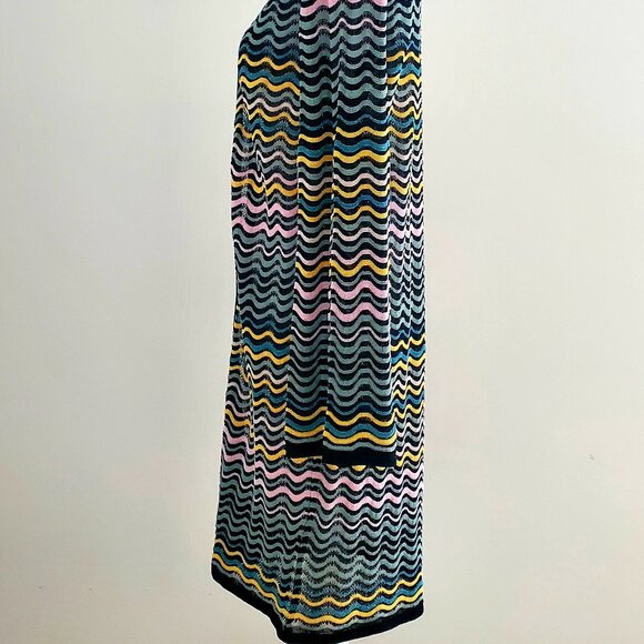 MISSONI Women's Long Duster Open Cardigan Multi-colour Waves Flared Sleeves Boho - Picture 7 of 14